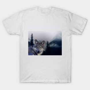 wolf and mountain T-Shirt